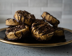 Chocolate dripped Cookie with toasted coconuts