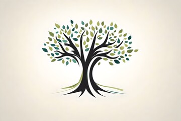 tree with leaves LOGO generated by AI technology