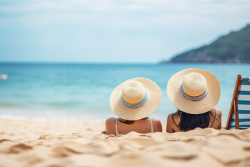 Fototapeta na wymiar Sun-Kissed Elegance: Anonymous Woman in Beach Hat