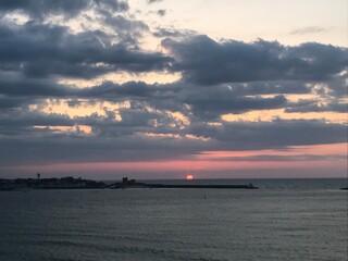 Paysage, Montagne, Mer, Coucher de soleil