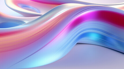 Captivating Fluid Motion: Abstract Neon Waves in Iridescent Hues - A Futuristic Artistic Concept for Digital Design