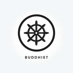 Symbol buddhism wheel law religious sign icon black color