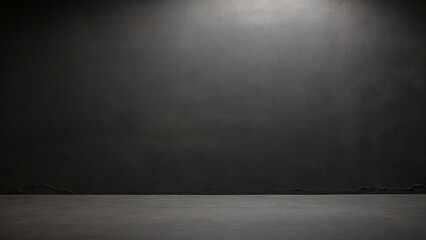 Empty room with black wall and floor. 3d render illustration.