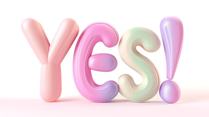 YES! in Vibrant Colors, Soft Pop Style Artwork