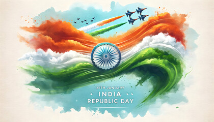 Watercolor illustration for india republic day. - obrazy, fototapety, plakaty