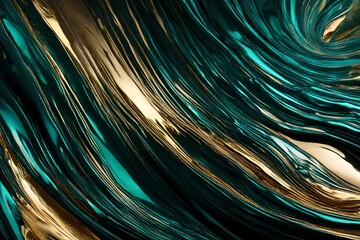 Iridescent teal and liquid gold in a hypnotic interplay of fluid beauty.