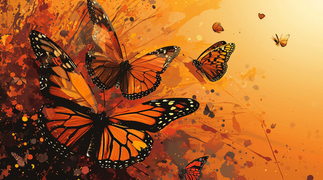 Simple butterfly background concept illustration with empty space at oe side.  