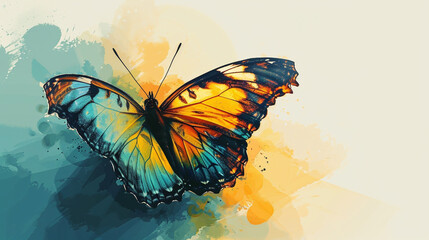 Simple butterfly background concept illustration with empty space at oe side.  