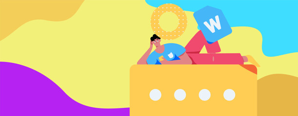 Flat vector illustration of business people operating work scene
