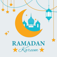 Ramadan Kareem Islamic greeting card background design vector illustration. Islamic background design for poster, cover, banner, flyer, social media post. 