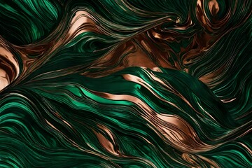 Liquid copper and emerald green, an abstract fusion of organic and metallic.