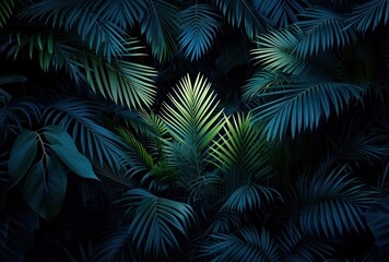 Fototapeta na wymiar neon triangle with tropical plants