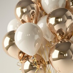 large number of balloon gold foil and white