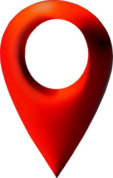 Pin vermelho com fundo transparente para indicar local importante no mapa, neg&oacute;cio, com&eacute;rcio. 3D, luz e sombra.