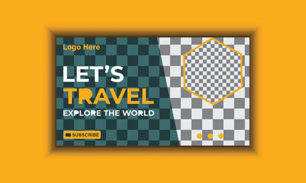 Creative travel you tube video thumbnail template design
