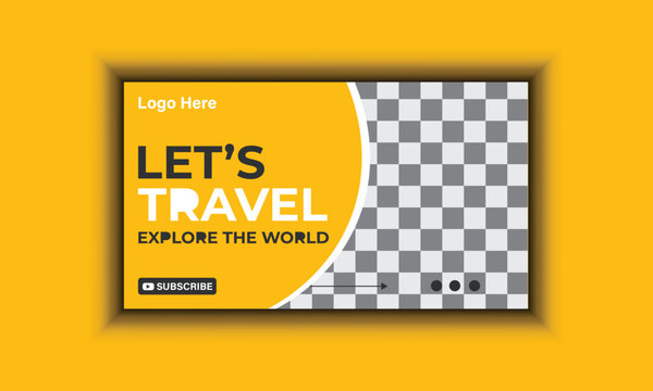 Creative travel you tube video thumbnail template design