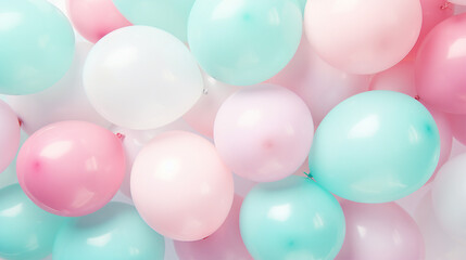 Cheerful Birthday Bash with Vibrant Balloons in Punchy Pink and Mint – Lively Celebration Atmosphere for Trendy Events and Festive Occasions