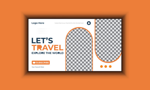 Creative travel you tube video thumbnail template design