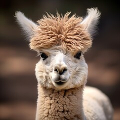Obraz premium Portrait of an alpaca in a zoo in Spain.
