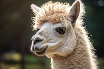 Obraz premium Portrait of an alpaca with a sad expression on his face
