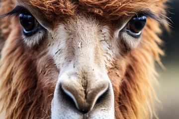 Selbstklebende Fototapeten Close up of the face of a llama (Lama glama) © Obsidian
