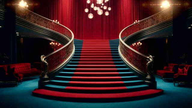 red carpet stage on stair  luxury video template background looping 