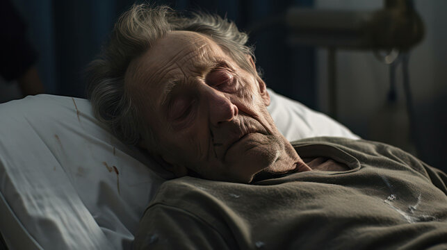 Person man bed caucasian patient elderly man hospital senior old medicine