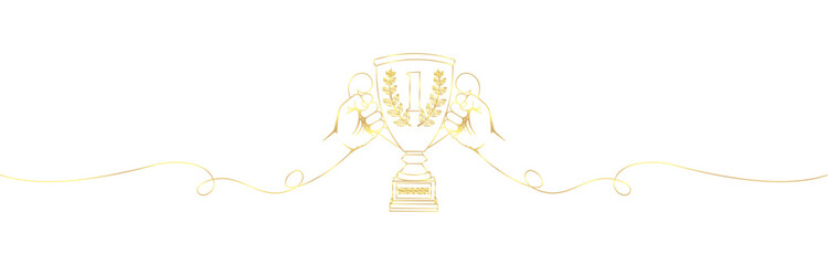 Vector champion trophy gold line art