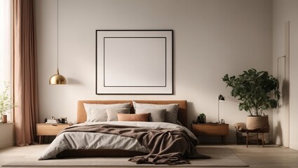 Fototapeta na wymiar Frame mockup Living room wall poster mockup contemporary Scandinavian style interior background design Modern interior design
