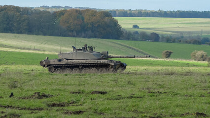 FV4034 Challenger 2 II main battle tank across a field. Wilts UK 