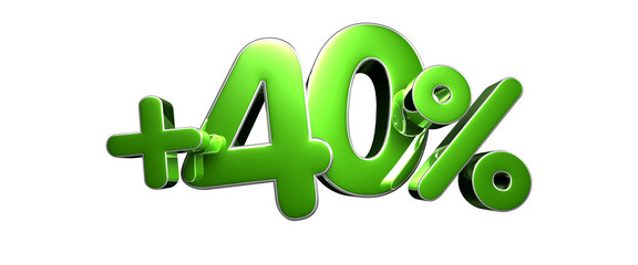 Fototapeta premium plus 40 Percent 3d illustration. Special Offer plus 40 Percent Discount Tag. Advertising signs. Product design. Product sales.