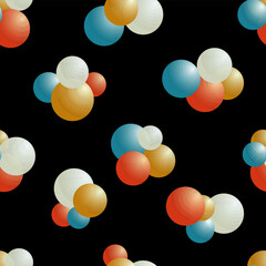 color vector
 in the form of a seamless pattern with multi-colored balls on a black background for printing on wallpaper, fabrics and for decorating interiors and views in an abstract form