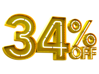 Special offer sale 34% discount sale tags 3d number concept discount promotion sale offer price sign