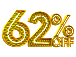 Special offer sale 62% discount sale tags 3d number concept discount promotion sale offer price sign