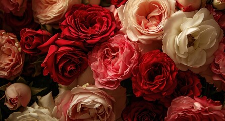 the photo gives a glimpse of the red roses