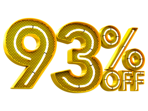 Special offer sale 93% discount sale tags 3d number concept discount promotion sale offer price sign
