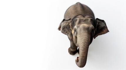 a elephant on white background is looking up. Generative AI