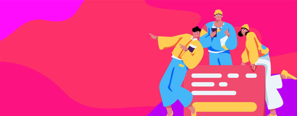 Flat vector illustration of business people operating work scene
