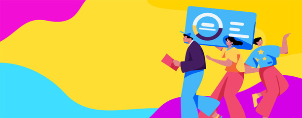 Flat vector illustration of business people operating work scene
