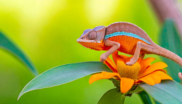Macro shots, Beautiful Closeup , baby green chameleon 