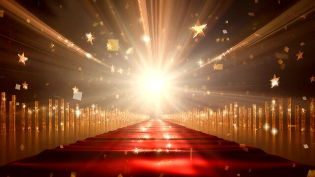 Red carpet with light luxury design concept video background looping 4k for live wallpaper