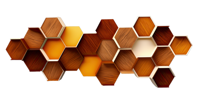 Brown Abstract Hexagon On Transparent Background