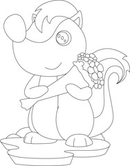 Skunk Bunch of flowers Flowers Animal Vector Graphic Art Illustration