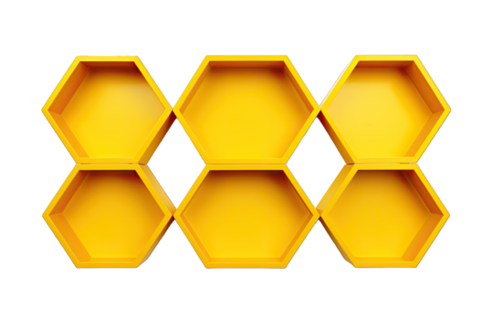 Beautiful Yellow Hexagonal Rack On Transparent Background 