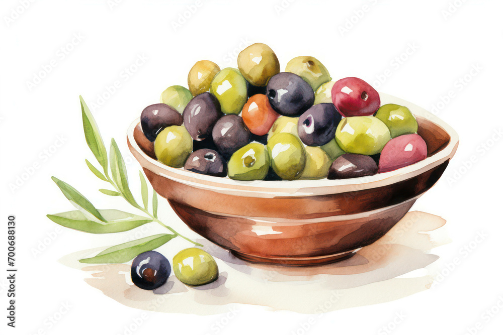 Poster vegetarian mediterranean healthy olive cooking green background ingredient branch vegetable greek oi