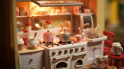 AI-Generated Whimsical Doll Tea Party, Charming Tea Time.