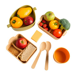 Kids Eco-friendly Lunchware, transparent background, isolated image, generative AI