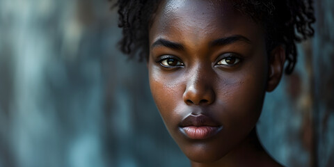 A beautiful black woman with a strong background, - obrazy, fototapety, plakaty