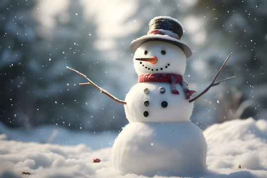 snowman in the snow. Generative AI