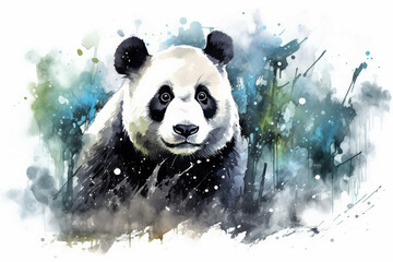 Fototapety  Wild bear panda mammal black animal bamboo fur background cute white wildlife nature